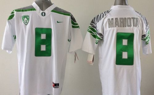 Ducks #8 Marcus Mariota White Stitched Youth NCAA Jersey - Click Image to Close